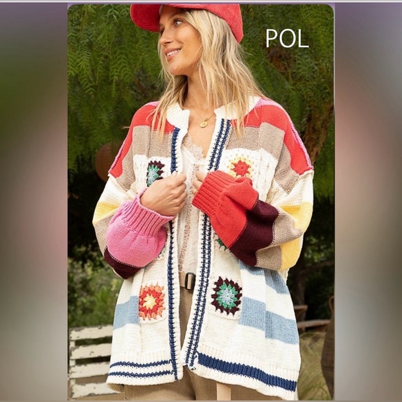 Closeout!▪️NWT POL Handmade Balloon Sleeve Patch Open Cardigan - Picture 1 of 10